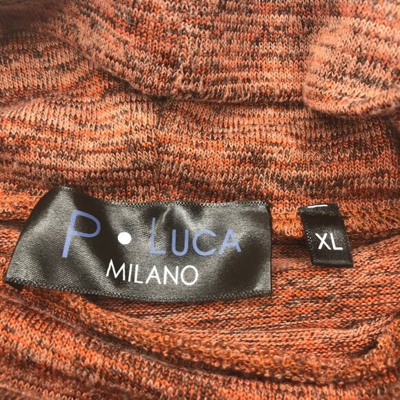 P Luca Milano Women's XL Turtle Neck 3/4 Sleeve V Front Dress Brown Preowned - Picture 15 of 15